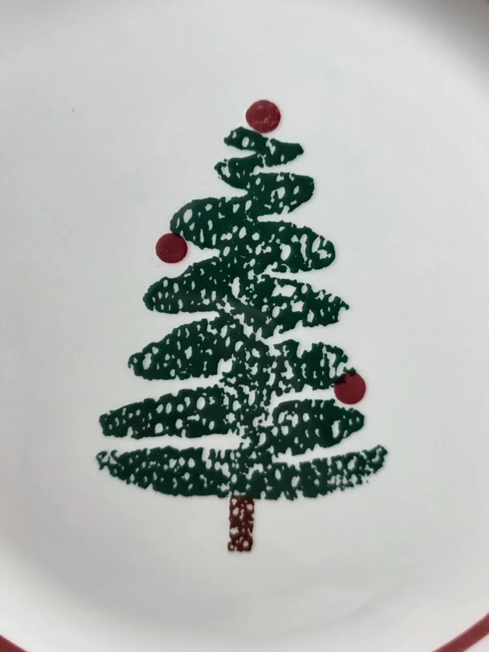 ONE Furio Christmas Tree Dinner Plate Green Sponge Tree & Edge Made in Italy